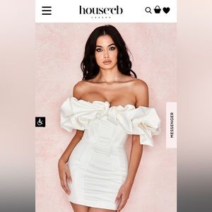 House of CB ‘Selena’ Ivory White Satin Ruffle Strapless Dress size XS NWOT